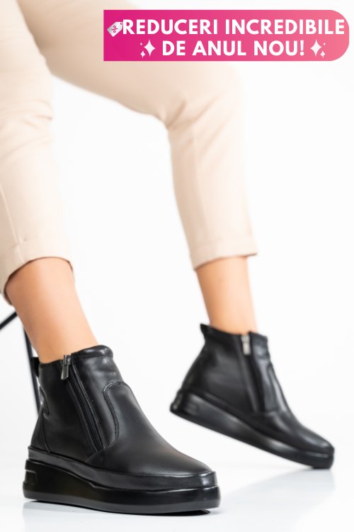 Ghete negre piele naturala 1pc430