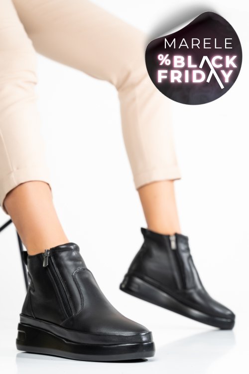 Ghete negre piele naturala 1pc430