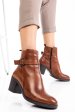 Botine dama piele naturala maro cu toc mic 0s778225vi