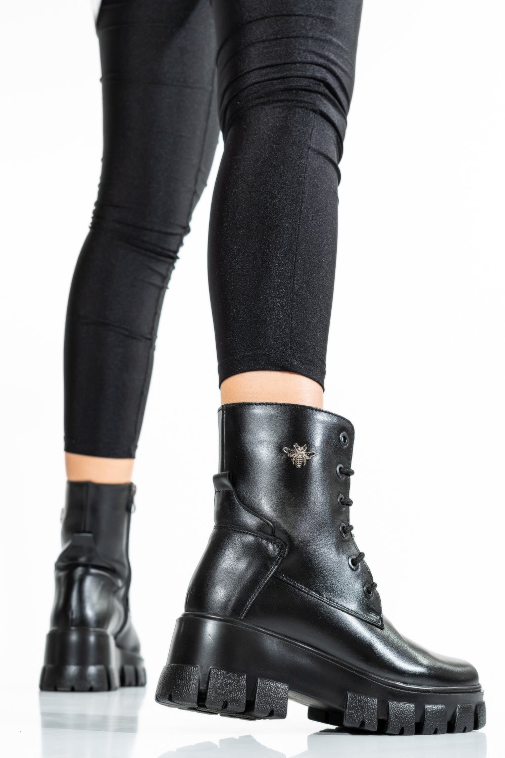 GHETE NEGRE PIELE NATURALA 9PC52B