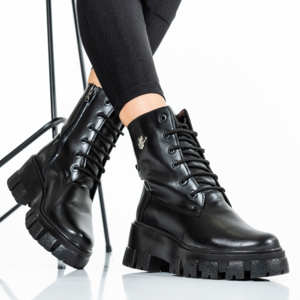 GHETE NEGRE PIELE NATURALA 9PC52B