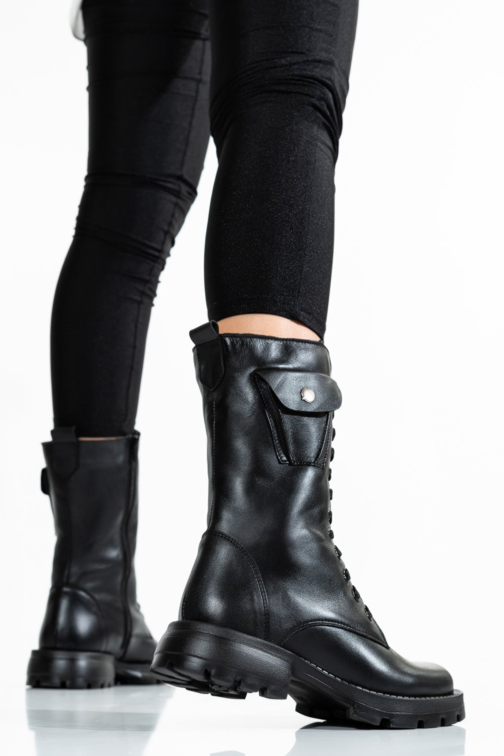 GHETE NEGRE PIELE NATURALA 9PC67