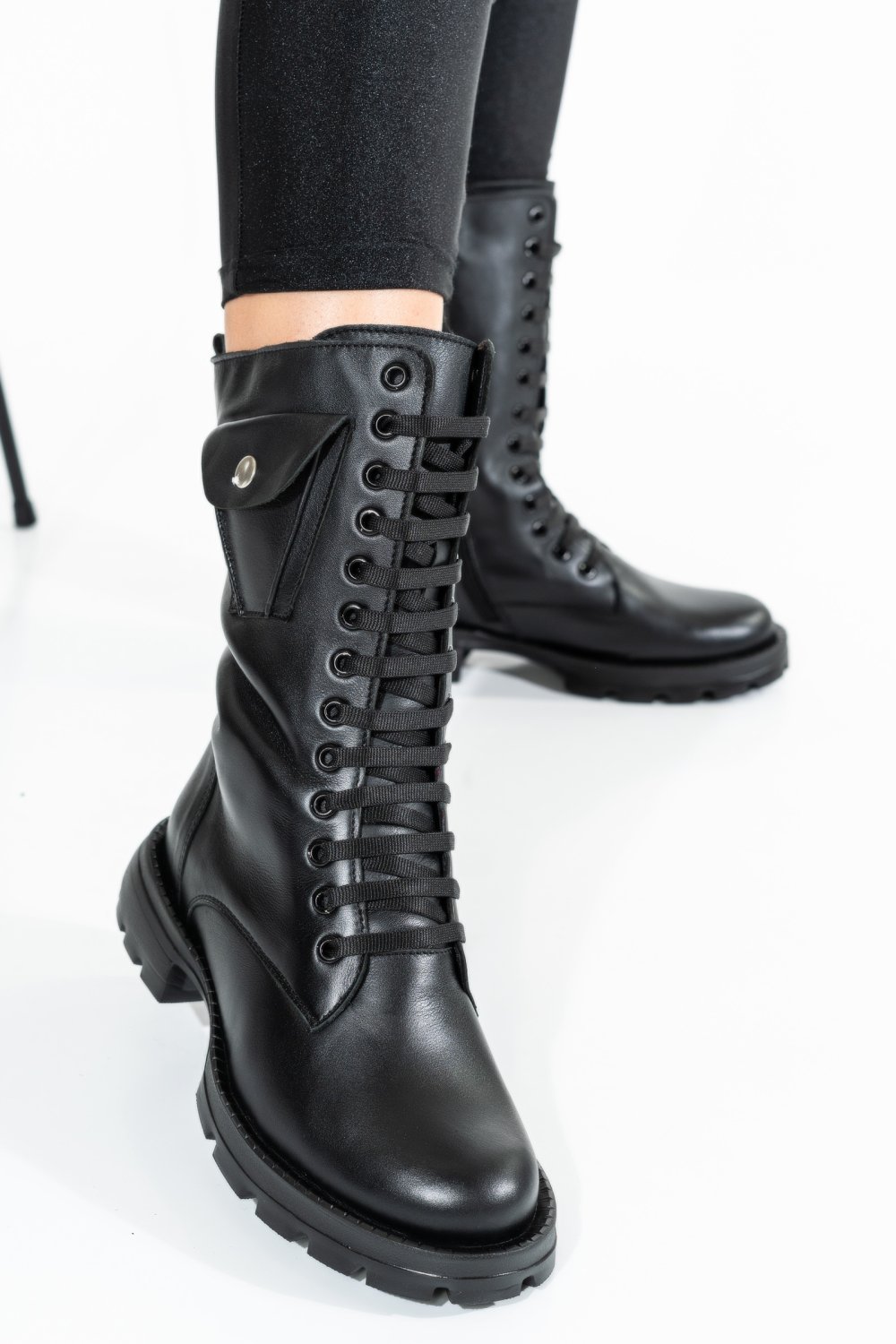 GHETE NEGRE PIELE NATURALA 9PC67