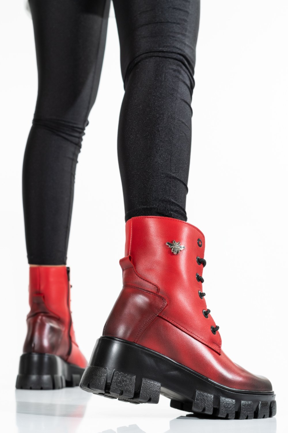 GHETE ROSII PIELE NATURALA 9PC52