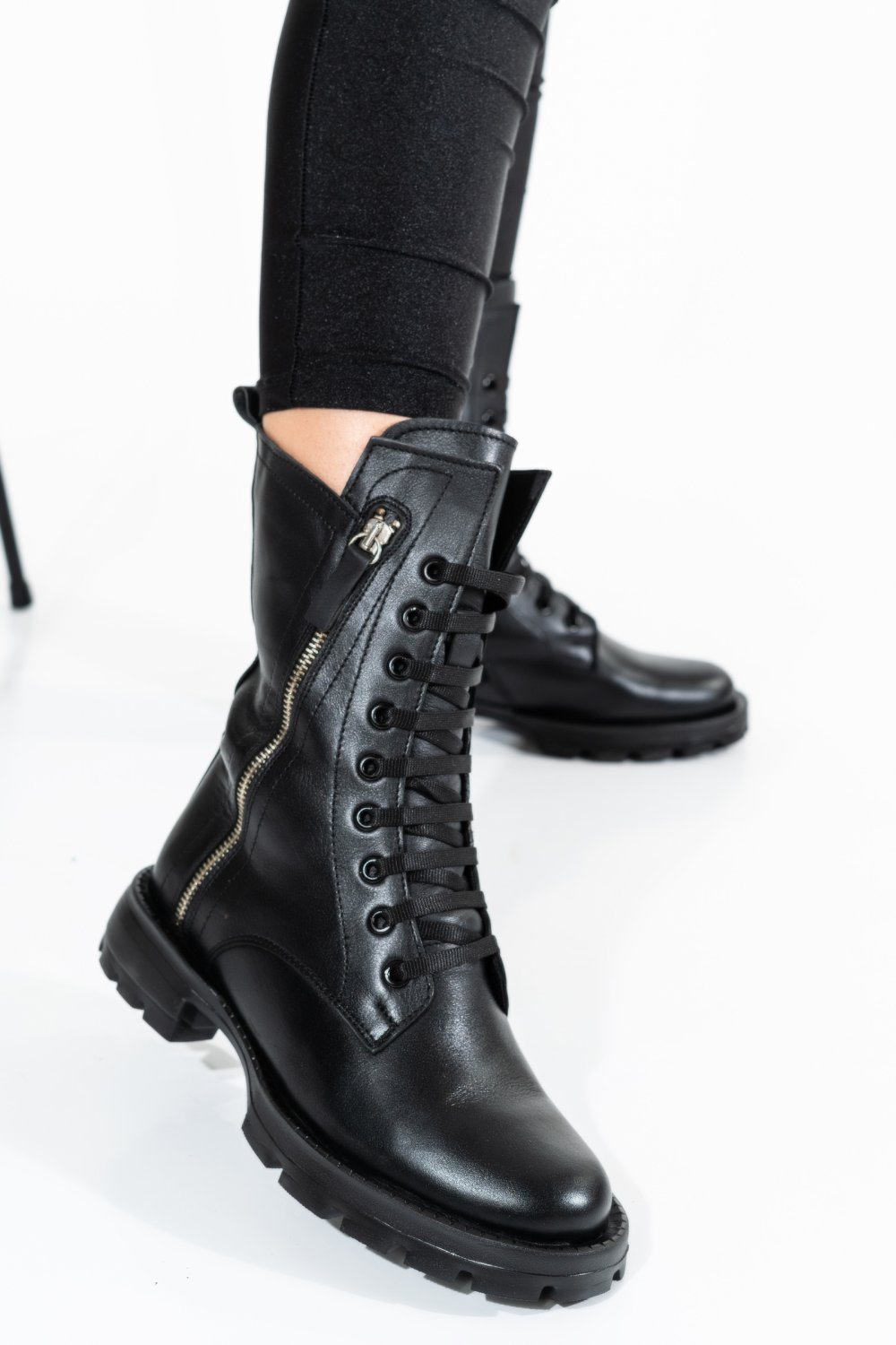 GHETE NEGRE PIELE NATURALA 9PC68