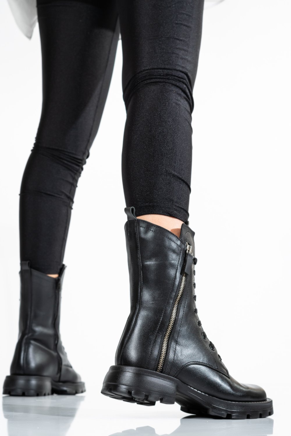 GHETE NEGRE PIELE NATURALA 9PC68