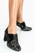 BOTINE NEGRU ARGINTIU PIELE NATURALA 1PC609