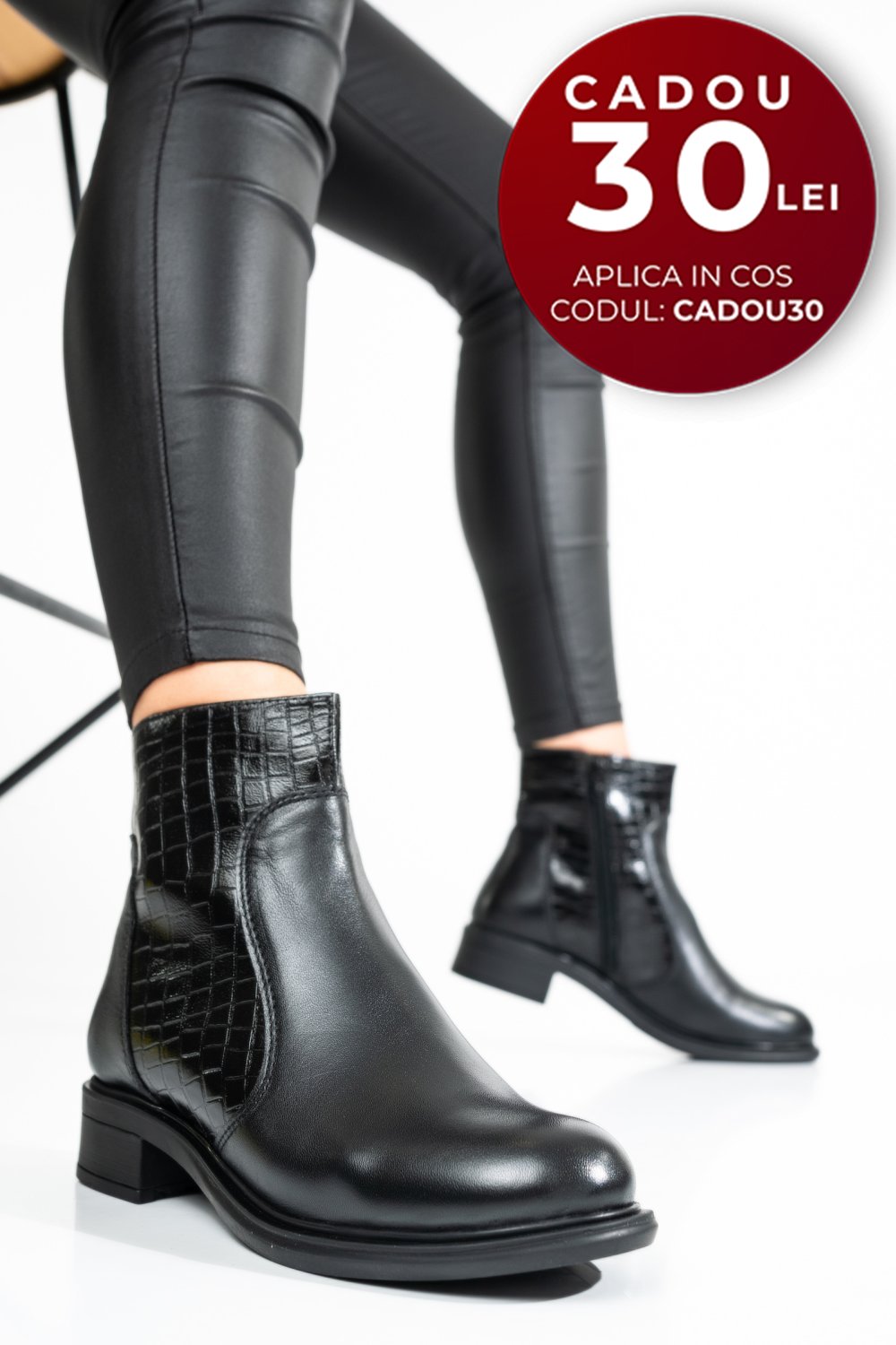 GHETE DAMA PIELE NATURALA NEGRE CAPTUSITE 7S77604