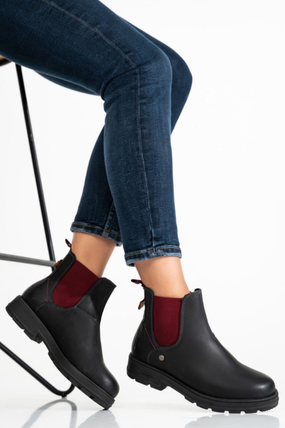 WRANGLER, GHETE BLACK RED PIELE NATURALA WS77L02580A