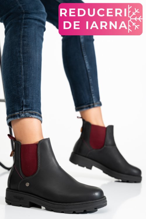 Wrangler, ghete black red piele naturala ws77l02580a
