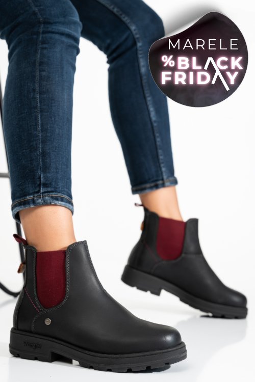 Wrangler, ghete black red piele naturala ws77l02580a