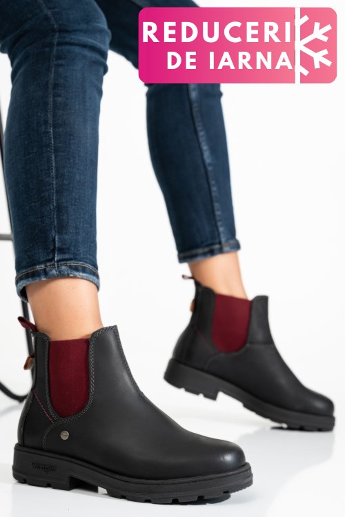 Wrangler, ghete black red piele naturala ws77l02580a