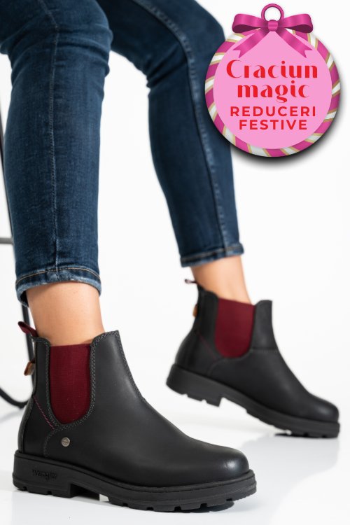 Wrangler, ghete black red piele naturala ws77l02580a