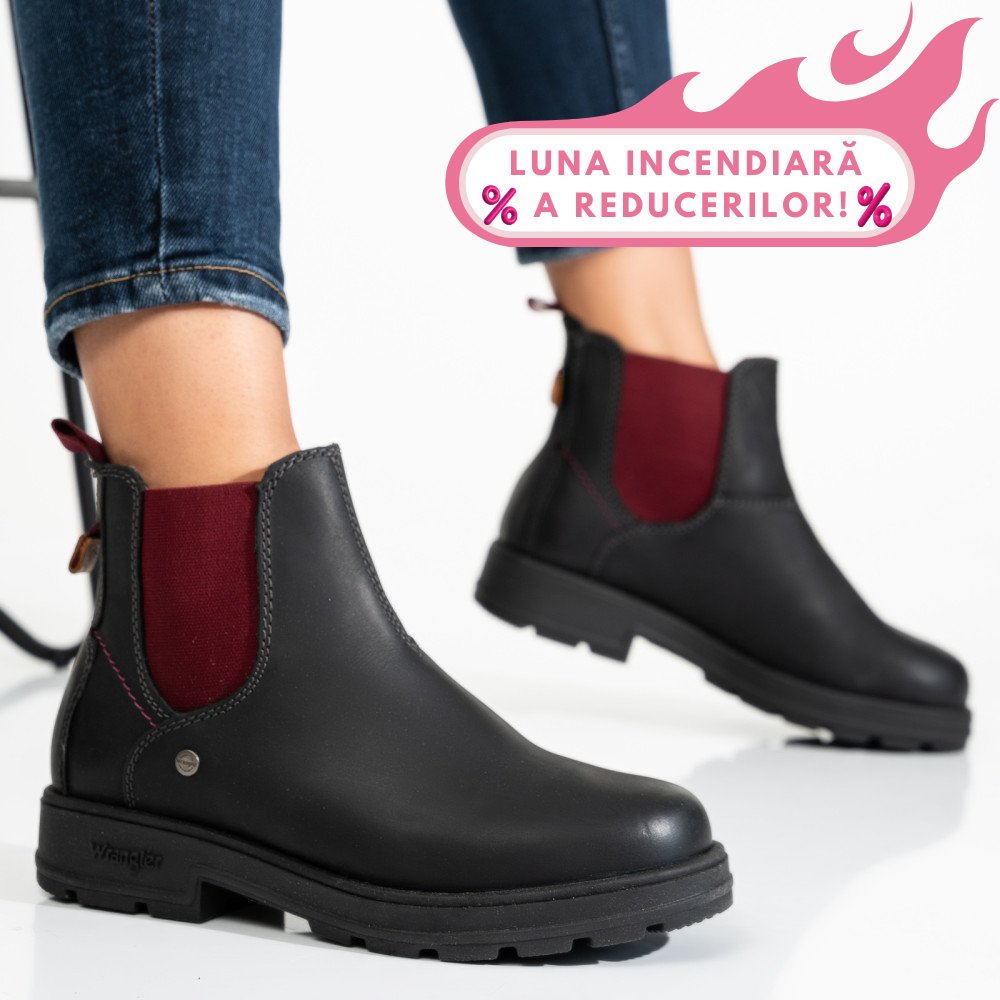 WRANGLER, GHETE BLACK RED PIELE NATURALA WS77L02580A