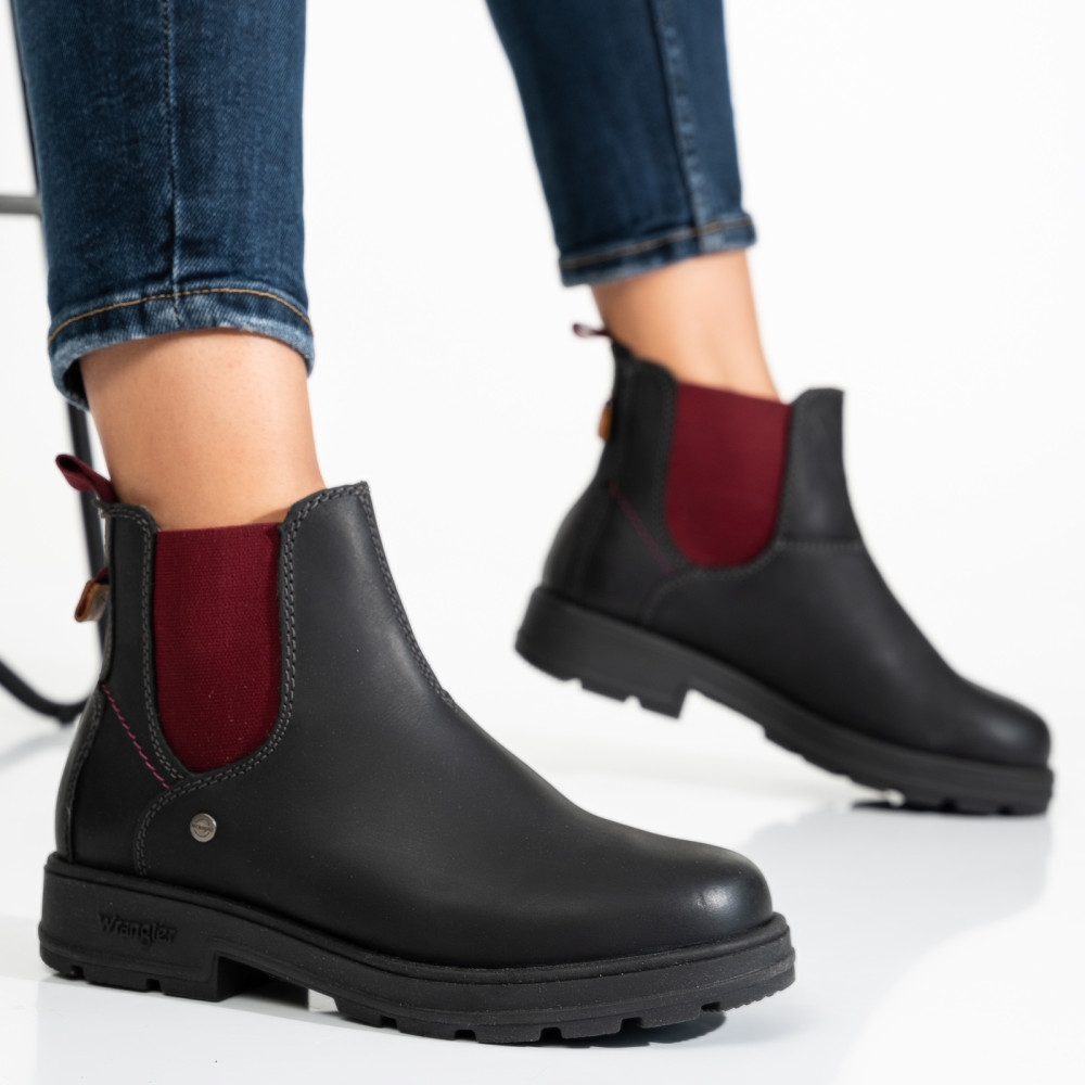 WRANGLER, GHETE BLACK RED PIELE NATURALA WS77L02580A