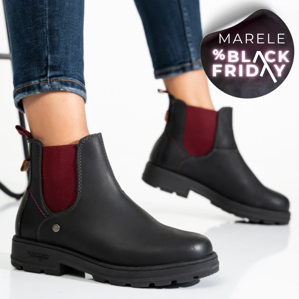 WRANGLER, GHETE BLACK RED PIELE NATURALA WS77L02580A