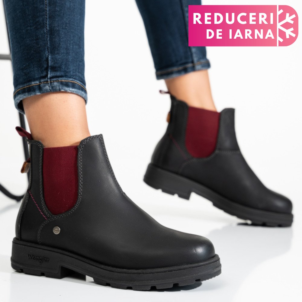 WRANGLER, GHETE BLACK RED PIELE NATURALA WS77L02580A