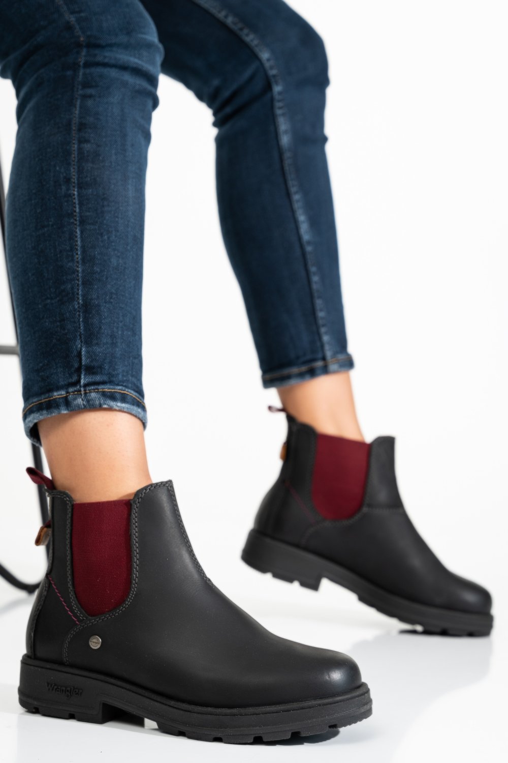 WRANGLER, GHETE BLACK RED PIELE NATURALA WS77L02580A