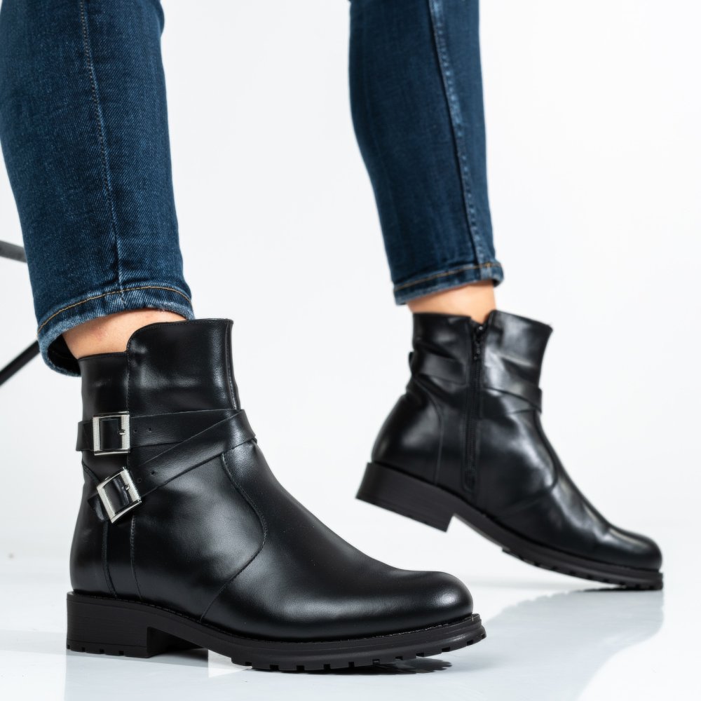 GHETE NEGRU PIELE NATURALA 0S7780