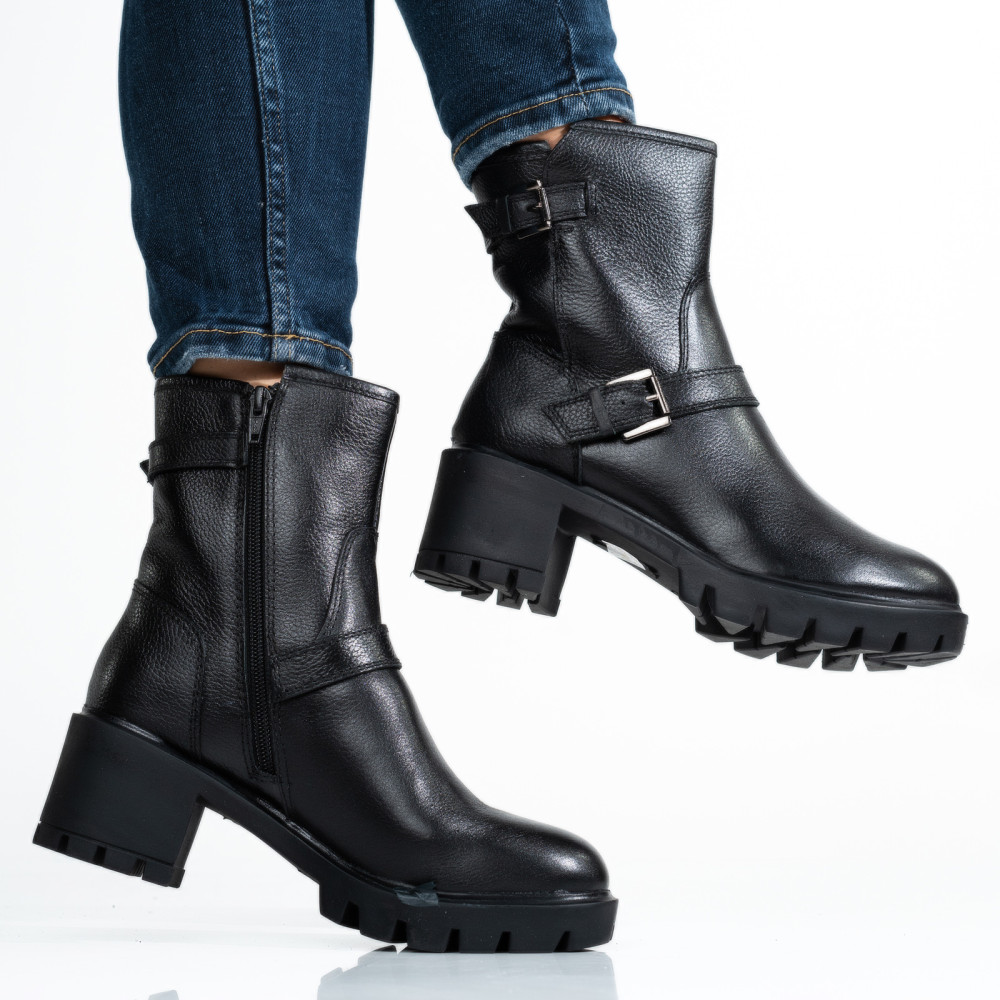 GHETE NEGRE PIELE NATURALA 7S77768