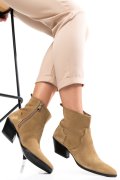 BOTINE KHAKI PIELE NATURALA INTOARSA ZS772155