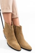 BOTINE KHAKI PIELE NATURALA INTOARSA ZS772155