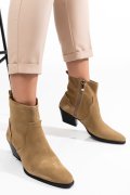 BOTINE KHAKI PIELE NATURALA INTOARSA ZS772155