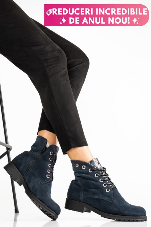 Ghete bleumarin piele naturala intoarsa 0pc10