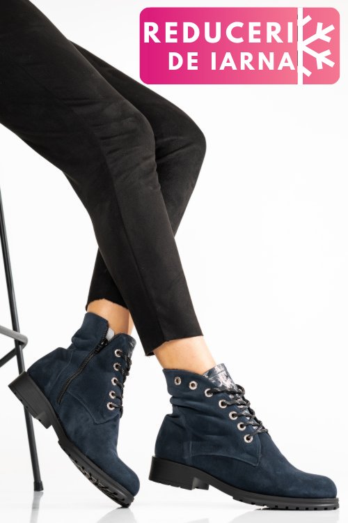 Ghete bleumarin piele naturala intoarsa 0pc10