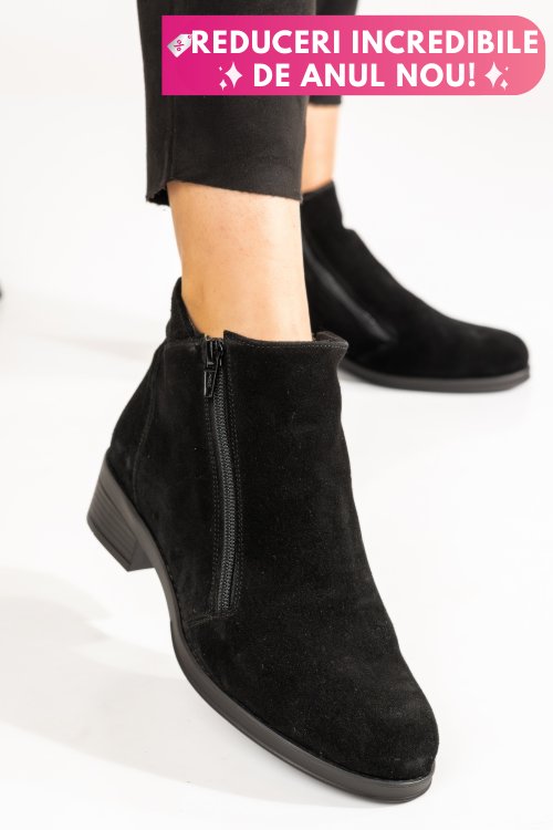 Ghete negre piele naturala intoarsa 0pc1-imb