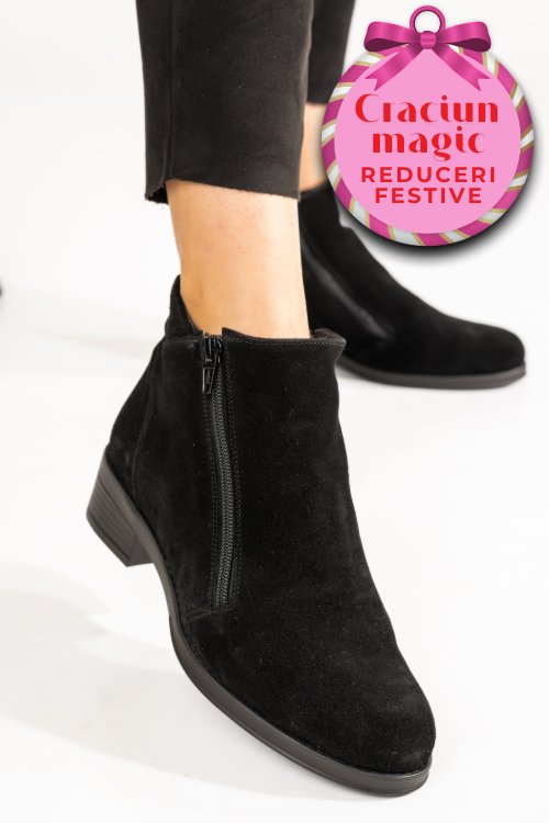 Ghete negre piele naturala intoarsa 0pc1-imb