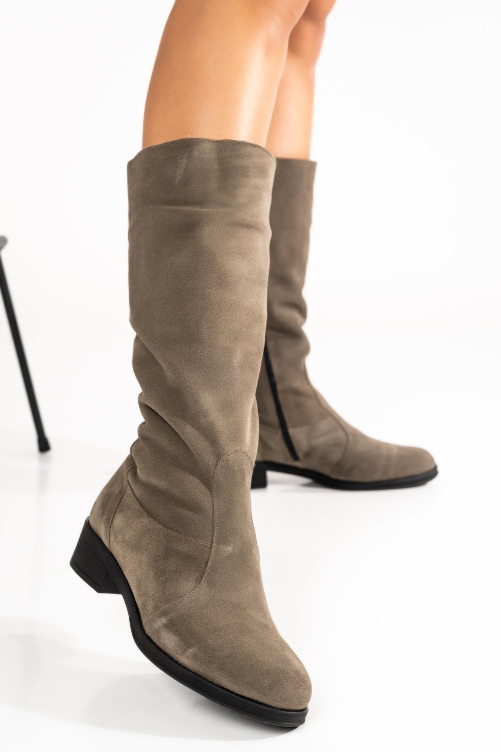 CIZME GRI PIELE NATURALA INTOARSA 7PC30