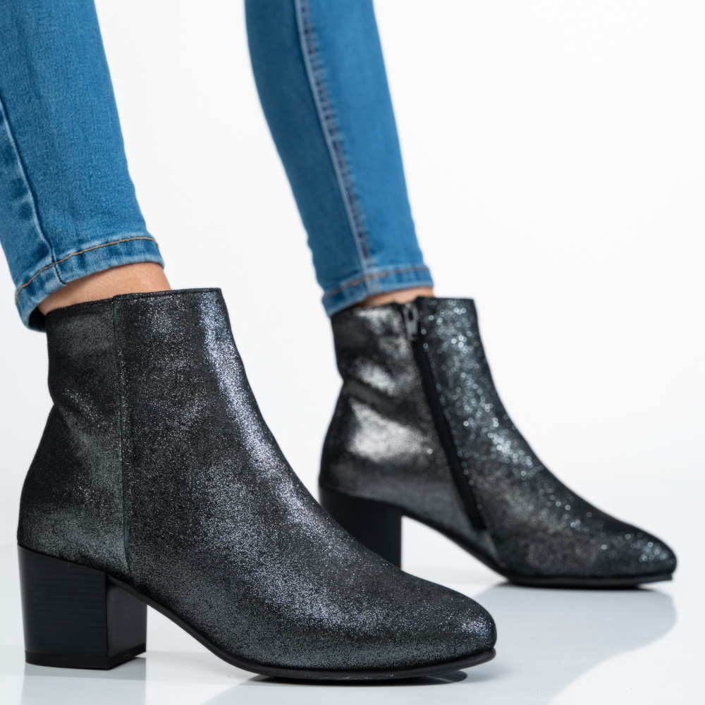 GHETE FEMEI PIELE NATURALA INTOARSA  NEGRU SIDEF 7S77786