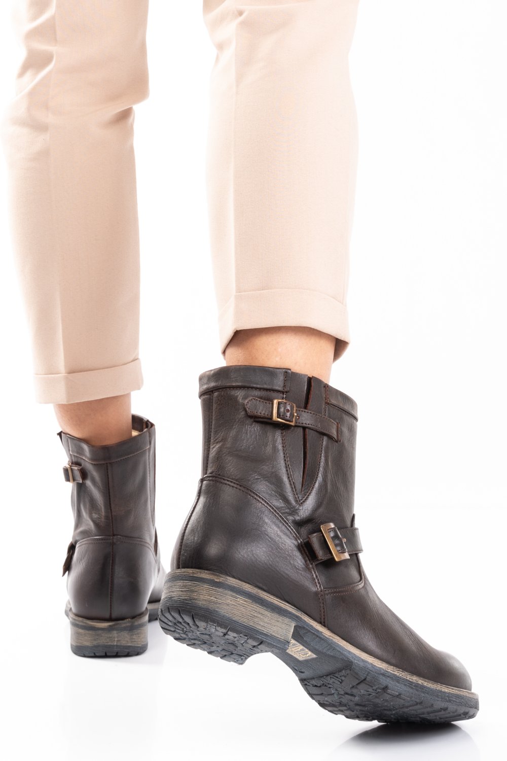 GHETE FEMEI PIELE NATURALA MARO INCHIS ENZA