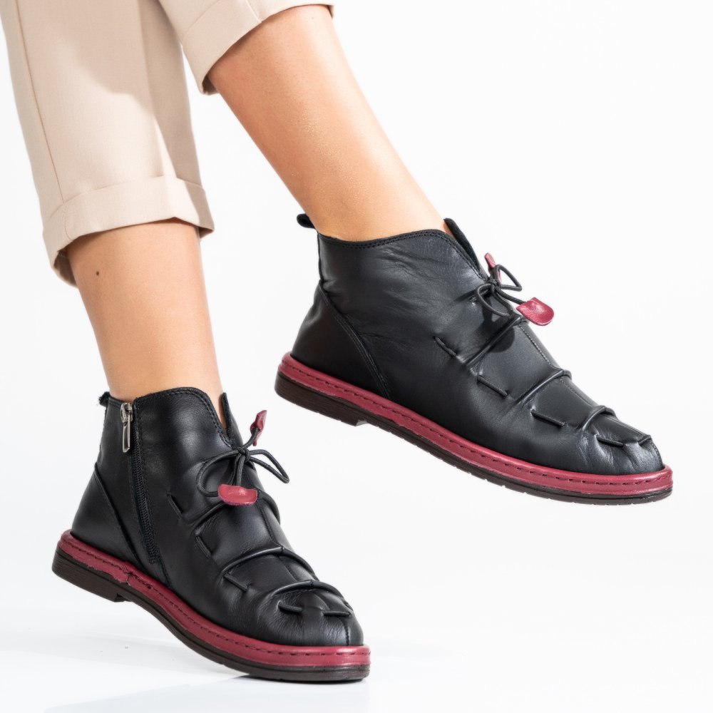 GHETE NEGRE PIELE NATURALA 9SP04