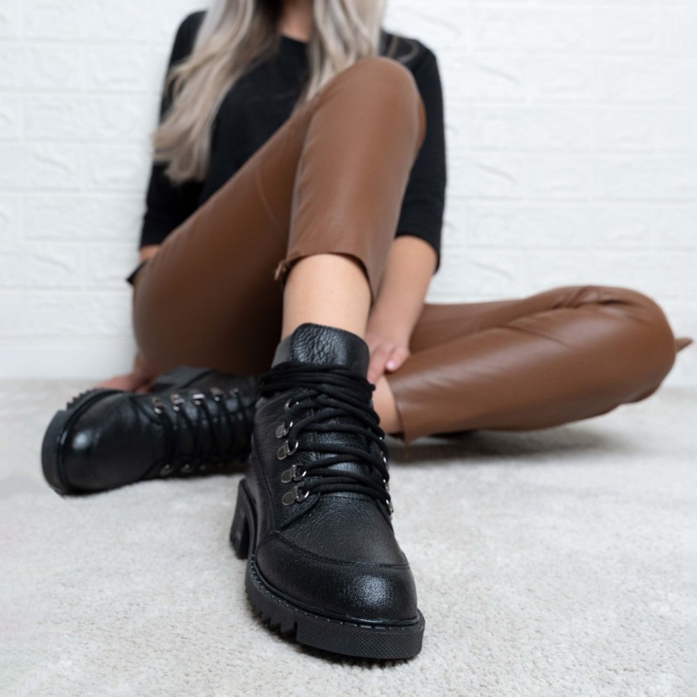 GHETE NEGRE PIELE NATURALA 6SP25011FB