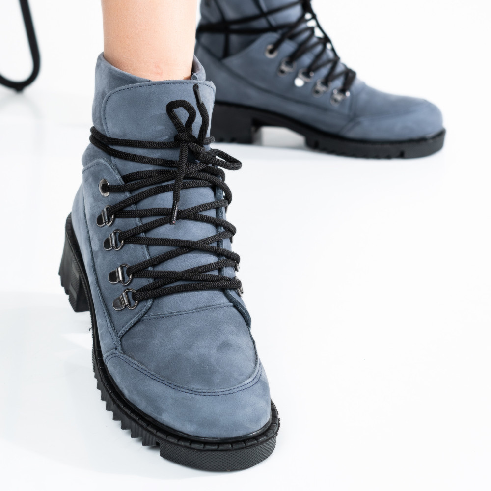 GHETE DAMA PIELE NATURALA INTOARSA BLEUMARIN OS77YO017