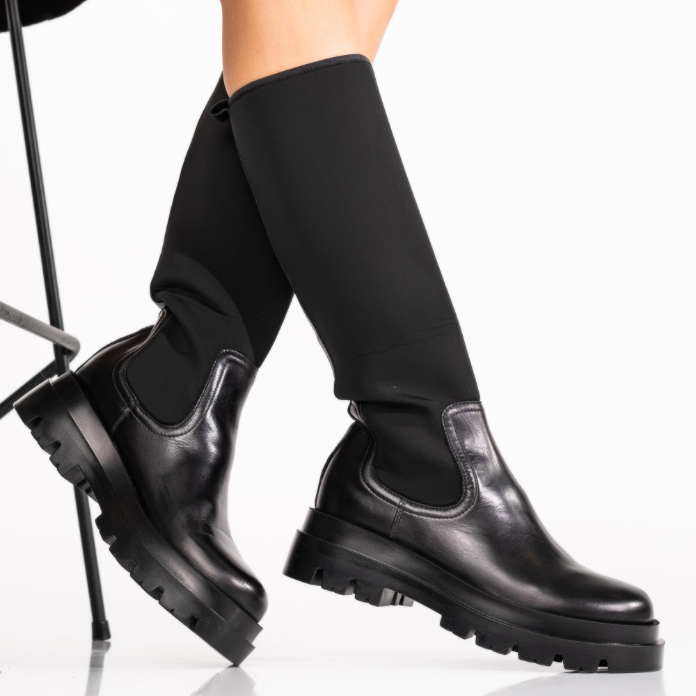 CIZME FEMEI PIELE NATURALA NEGRE 8S77699