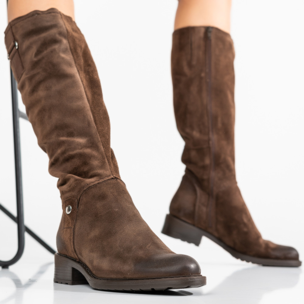 CIZME FEMEI PIELE NATURALA INTOARSA MARO INCHIS 3S77123K600