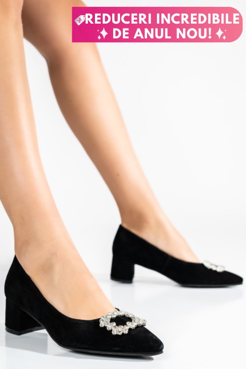 Pantofi negri piele naturala intoarsa 1s77422