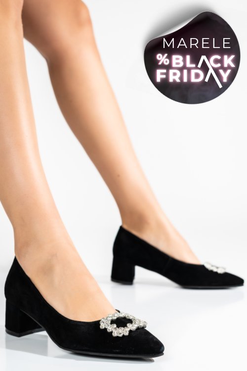 Pantofi negri piele naturala intoarsa 1s77422