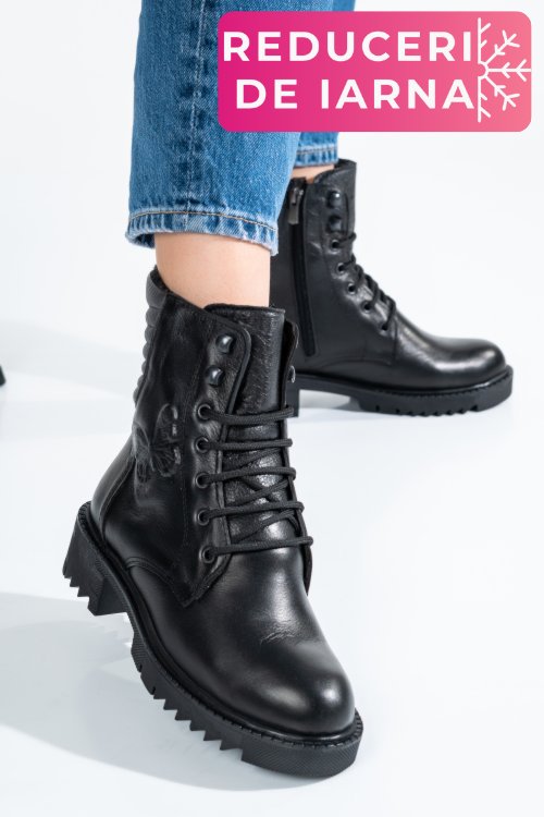 Ghete negre piele naturala zpc106