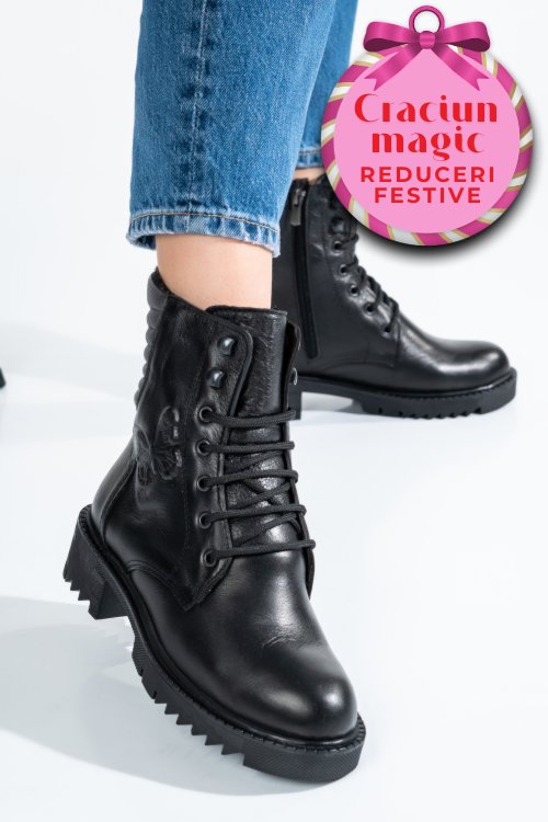 Ghete negre piele naturala zpc106