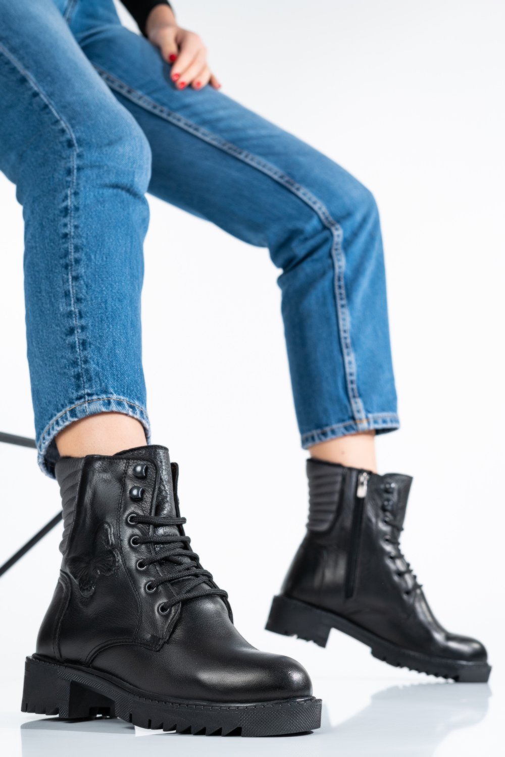 GHETE NEGRE PIELE NATURALA ZPC106