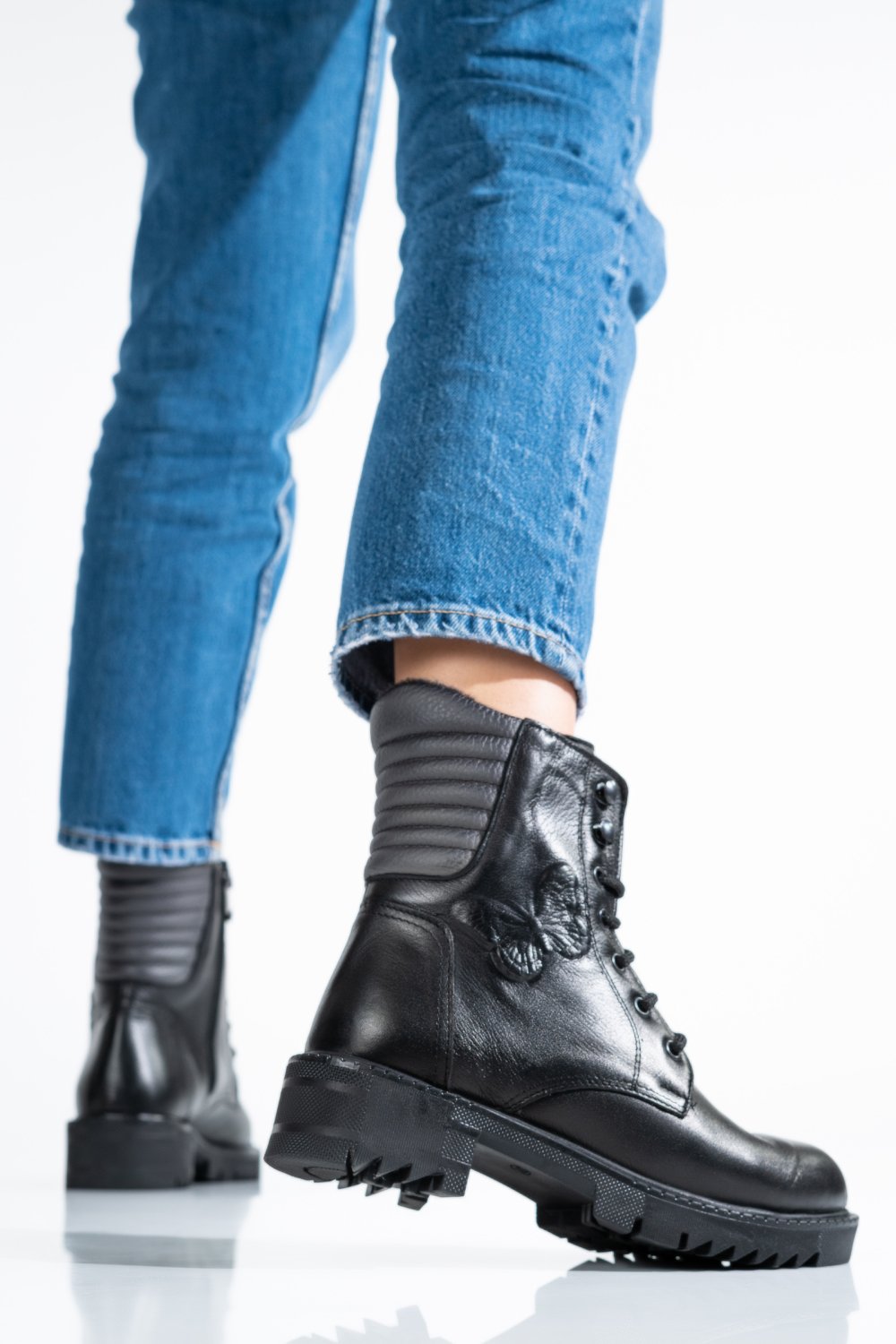 GHETE NEGRE PIELE NATURALA ZPC106