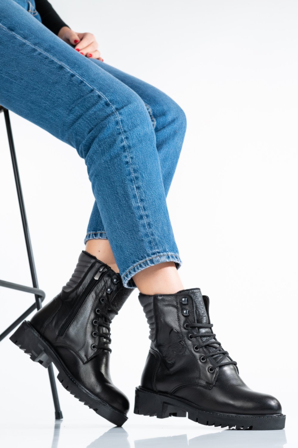 GHETE NEGRE PIELE NATURALA ZPC106