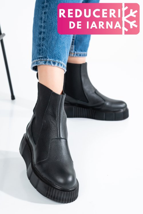Ghete negre piele naturala 2pc01l
