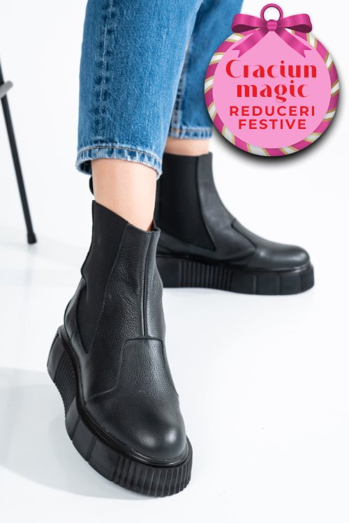 Ghete negre piele naturala 2pc01l