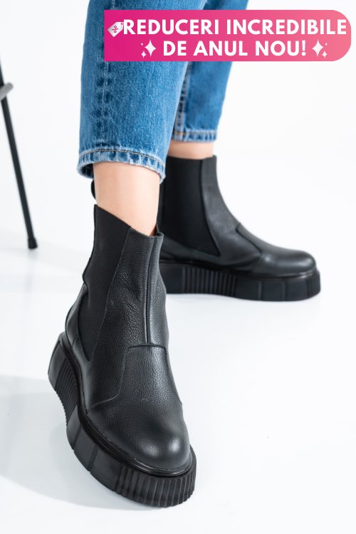 Ghete negre piele naturala 2pc01l