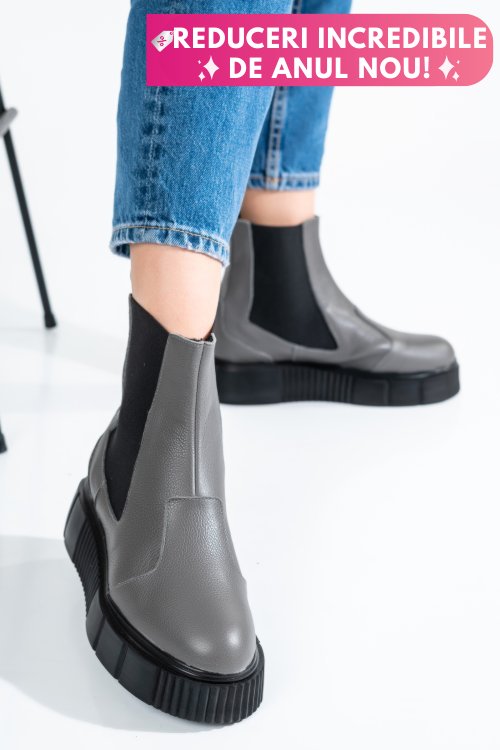 Ghete gri piele naturala 2pc01l